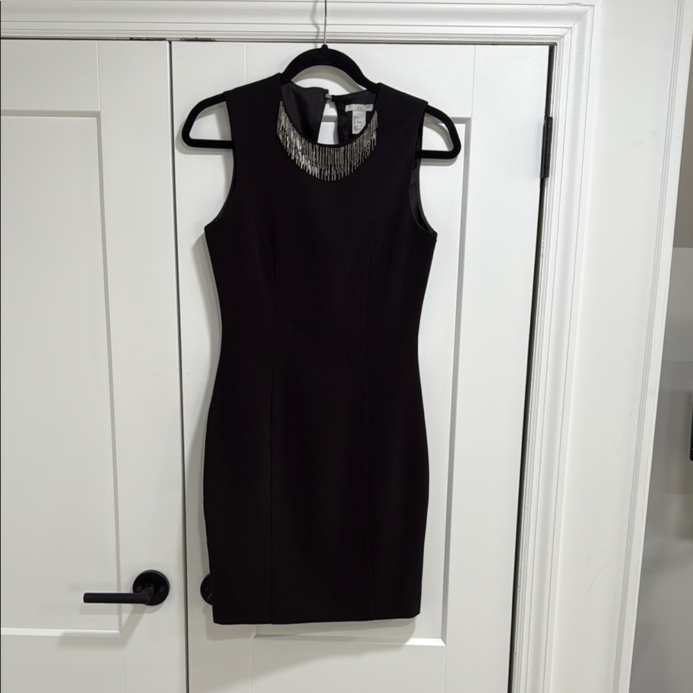 H&M Black Sheath Mini Dress Sleeveless Crew Neck